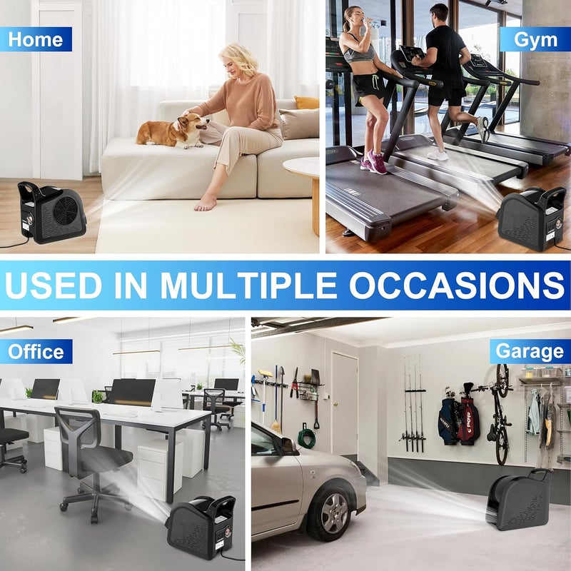 Puligoth Portable Blower Fan for Home: High Velocity Floor Fans for Cooling and Drying - Air Mover with 185° Rotating for Bedroom, Garage, Shop and Gym, 3 Speeds Utility Fan with 2 AC Outlets, Black - Image 3